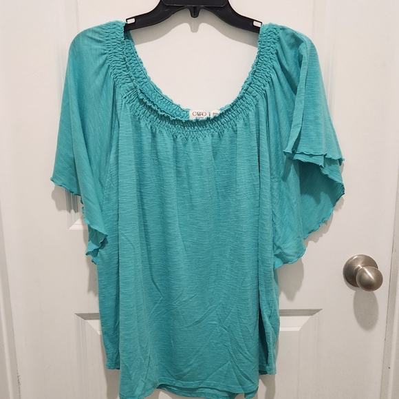 CATO Size 18/20W Turquoise Blouse - Picture 4 of 6